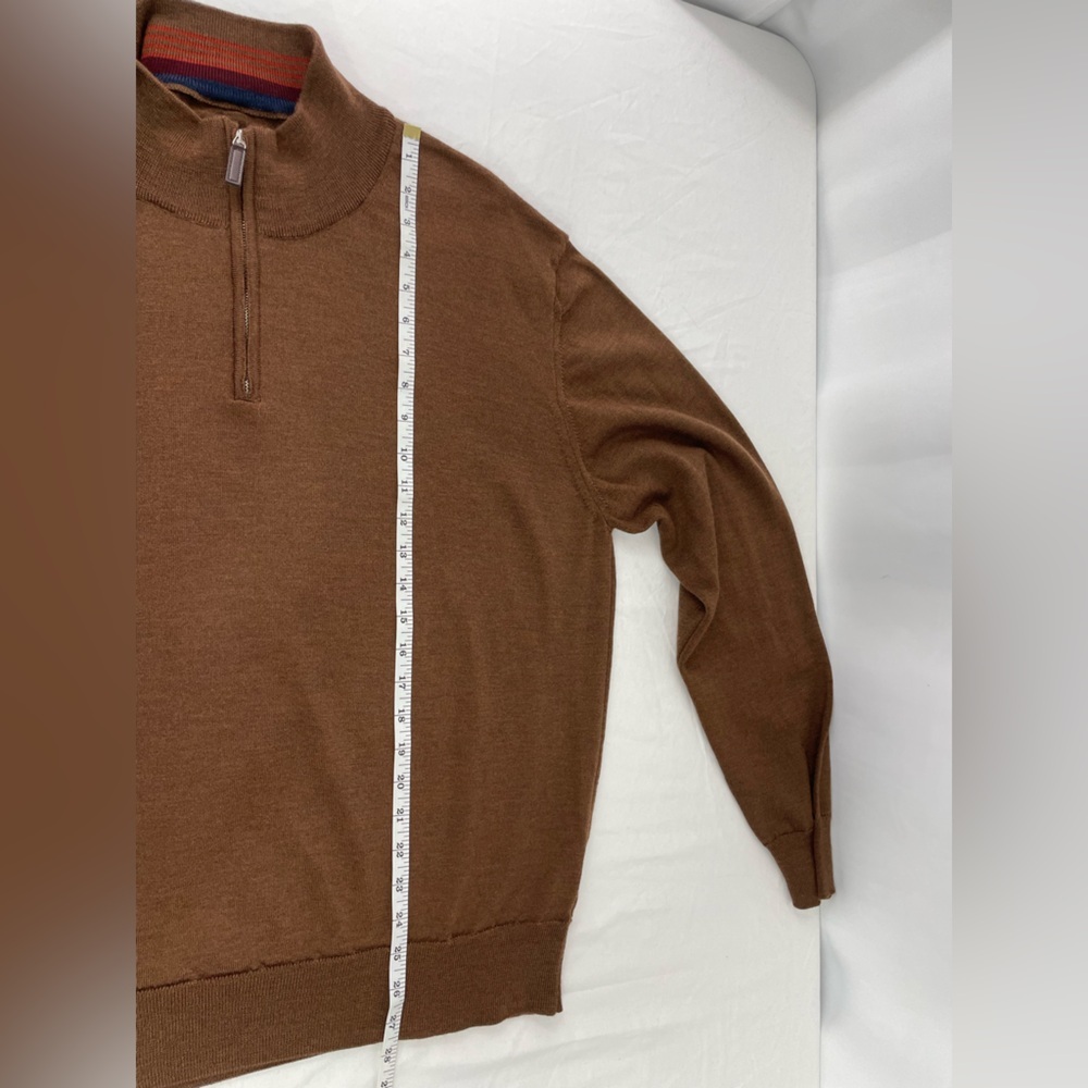 Williams & Kent 100% Merino Wool Quarter Zip Sweater Men’s Brown Pullover XXL - Picture 12 of 12